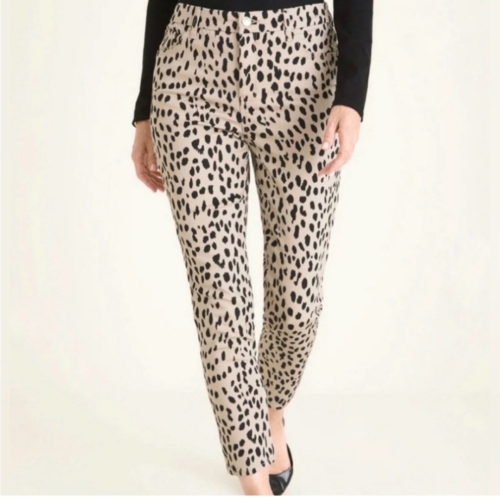 🌷💕🌷Chico's Girlfriend/so sliming Black and Tan Patterned Ankle Pants size 12
